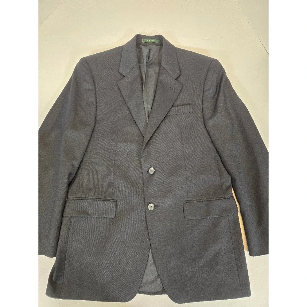 Lauren Ralph Lauren Mens Blazer Jacket Wool‎ Blend Two Button Black 38R